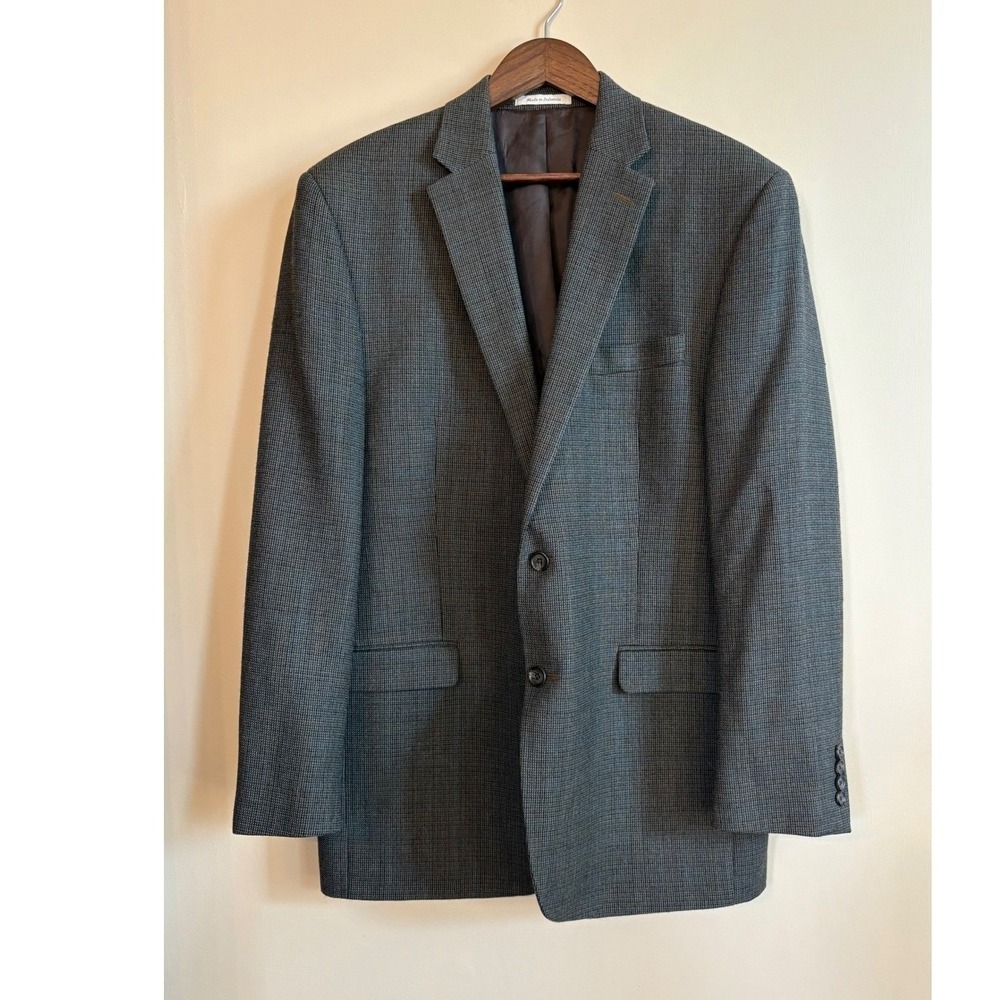 Lauren Ralph Lauren Men Baby Houndstooth 100% Wool Blazer Sport Coat Size 42L